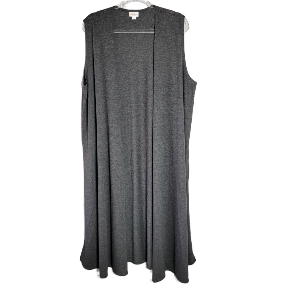 LuLaRoe Carly Vest Maxi Duster Cardigan Charcoal Gray XL Sleeveless Lightweight